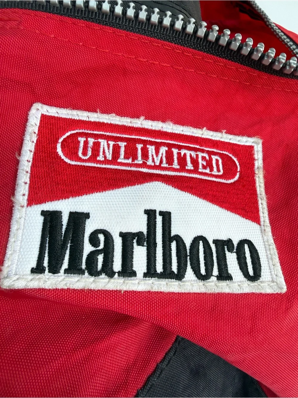 Marlboro Logo Red and Black Duffel with Branded Straps  Vintage